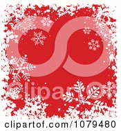 Poster, Art Print Of Grungy Red Christmas Snowflake Winter Background