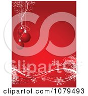 Clipart Red Christmas Bauble Background With A Wave Of Snowflakes Royalty Free Vector Illustration
