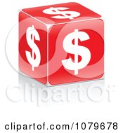 Clipart 3d Red Dollar Cube Royalty Free Vector Illustration