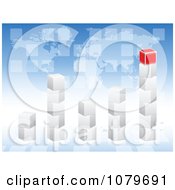 Clipart 3d Box Bar Graphs Over A Blue Atlas Royalty Free Vector Illustration by Andrei Marincas
