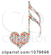 Poster, Art Print Of Heart Shaped Music Note With National Flags
