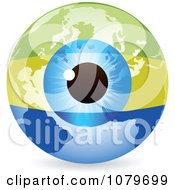 Clipart Blue Eye On A Gabon Flag Globe Royalty Free Vector Illustration