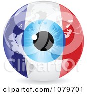 Poster, Art Print Of Blue Eye On A French Flag Globe