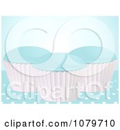 Poster, Art Print Of 3d Blue Cupcakes Over Polka Dots