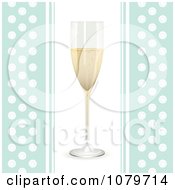 Poster, Art Print Of 3d Champagne Flute On A Blue And White Polka Dot Background