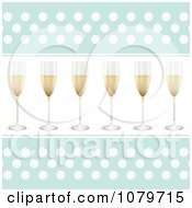 Poster, Art Print Of 3d Champagne Flutes On A Blue And White Polka Dot Background