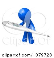 Clipart 3d Blue Man Reading A Thermometer Royalty Free CGI Illustration