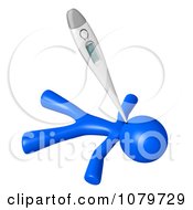 Clipart 3d Blue Man Poked By A Thermometer Royalty Free CGI Illustration