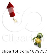 Poster, Art Print Of 3d Tortoise Watching A Rocket Firework Take Off