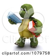 Poster, Art Print Of 3d Tortoise Walking And Reading A Book