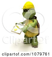 Poster, Art Print Of 3d Tortoise Construction Worker Requesting A Signature On A Delivery