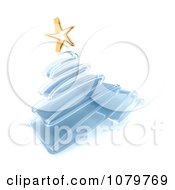 Poster, Art Print Of 3d Blue Glass Scribble Christmas Tree With A Gold Star