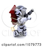 Poster, Art Print Of 3d Robot Strapped To A Rocket Firework