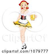 Poster, Art Print Of Oktoberfest Beer Maiden Holding Out A Pint