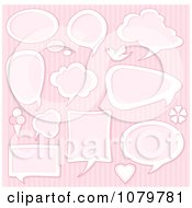 Clipart Pink Speech Bubbles And Icons Over Stripes Royalty Free Vector Illustration