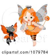 Poster, Art Print Of Halloween Fairy Girl And Kitten