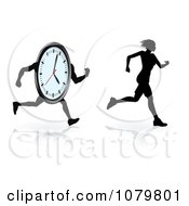 Poster, Art Print Of Silhouetted Female Runner Trying To Beat Her Best Time