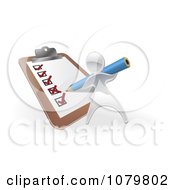 Clipart 3d Silver Person Checking Boxes On A List Royalty Free Vector Illustration