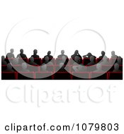 Silhouetted People Sitting In Cinema Theater Chairs