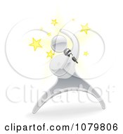 Poster, Art Print Of 3d Silver Person Singing With Stars