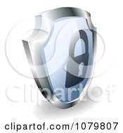 Poster, Art Print Of 3d Blue And Silver Security Padlock Shield