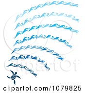Clipart Blue Sea Turtles And Waves Royalty Free Vector Illustration