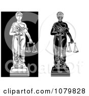 Poster, Art Print Of Black And White Versions Of Lady Justice