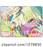 Clipart Abstract Colorful Hands Overlapping Royalty Free Vector Illustration