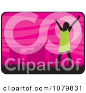 Clipart Happy Woman Celebrating In A City Park Royalty Free Vector Illustration