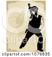 Poster, Art Print Of Shooting Security Guard Over Grungy Tan