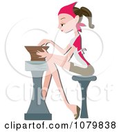 Clipart Brunette Female Potter Making A Bowl On A Pottery Wheel Royalty Free Vector Illustration