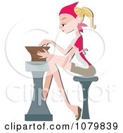 Blond Female Potter Making A Bowl On A Pottery Wheel