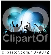 Poster, Art Print Of Silhouetted Dancing Crowd Over Blue Stage Lighting