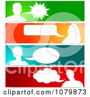 Silhouetted Talking Avatars With Copyspace On Colorful Banners