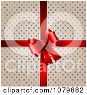 Poster, Art Print Of Colorful Polka Dot Gift Box With A 3d Red Bow