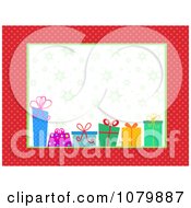 Poster, Art Print Of Red Polka Dot Frame Around Christmas Gifts And Snowflakes