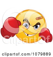 Poster, Art Print Of Yellow Emoticon Boxer Wearing Gloves