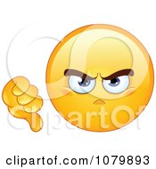 Poster, Art Print Of Yellow Emoticon Holding A Dislike Thumb Down