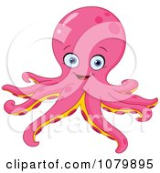 Clipart Happy Pink Octopus Royalty Free Vector Illustration by yayayoyo