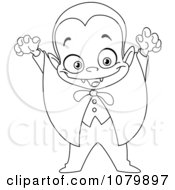 Clipart Outlined Vampire Boy Holding Up His Arms Royalty Free Vector Illustration