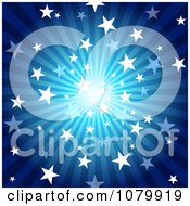 Poster, Art Print Of Blue Star Burst And Ray Background
