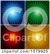 Poster, Art Print Of Blue Green Red And Orange Shining Ray Backgrounds