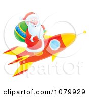 Poster, Art Print Of Santa Taking Off On A Rocket