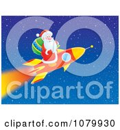 Poster, Art Print Of Santa Shooting Off On A Rocket