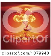 Poster, Art Print Of Nuclear Explosion Mushroom Cloud And Red Sky