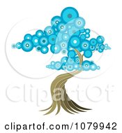 Clipart Oriental Tree With Blue Circle Foliage Royalty Free Vector Illustration by AtStockIllustration