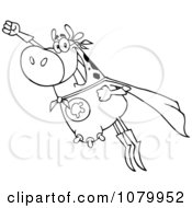 Poster, Art Print Of Outlined Super Cow Flying