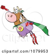 Poster, Art Print Of Brown Super Cow Flying