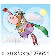 Poster, Art Print Of Brown Super Hero Cow Flying