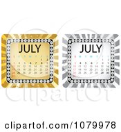 Poster, Art Print Of Gold And Silver July Burst Calendars